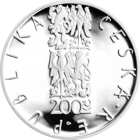 Zadní strana Strieborná minca 200 Kč František Škroup 200. výročie narodenia 2001 Proof