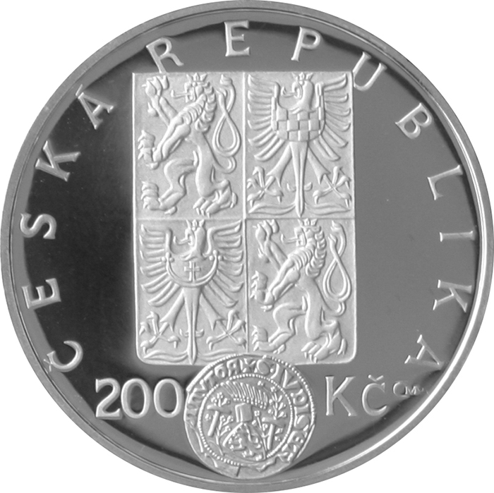 Stříbrná mince 200 Kč Měnové reformy Václav II. 700. výročí 2000 Proof
