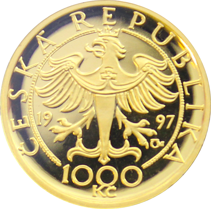 Zlatá minca 1000 Kč Trojdukát slezských stavov 1997 Proof 