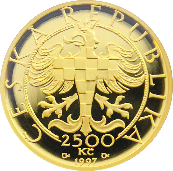 Zlatá mince 2500 Kč Tolar moravských stavů 1997 Proof 