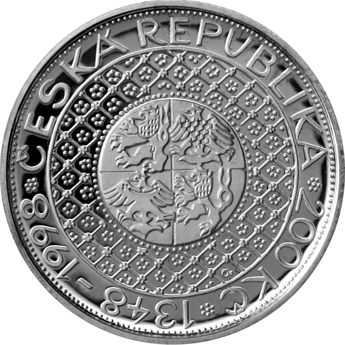 Stříbrná mince 200 Kč Založení Univerzity Karlovy 650. výročí 1998 Proof