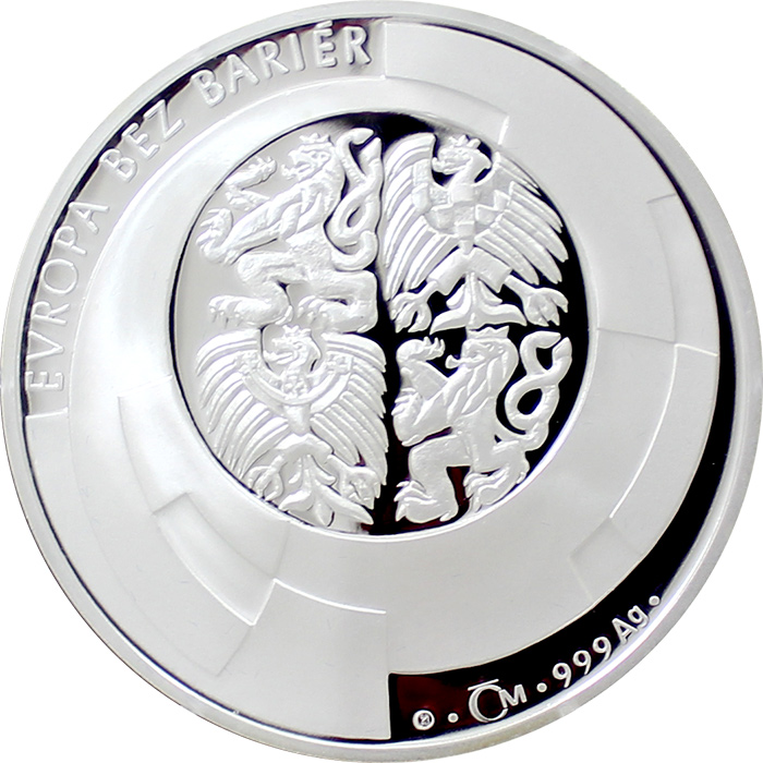 Zadní strana Stříbrná medaile Předsednictví ČR v Radě EU 2009 Proof