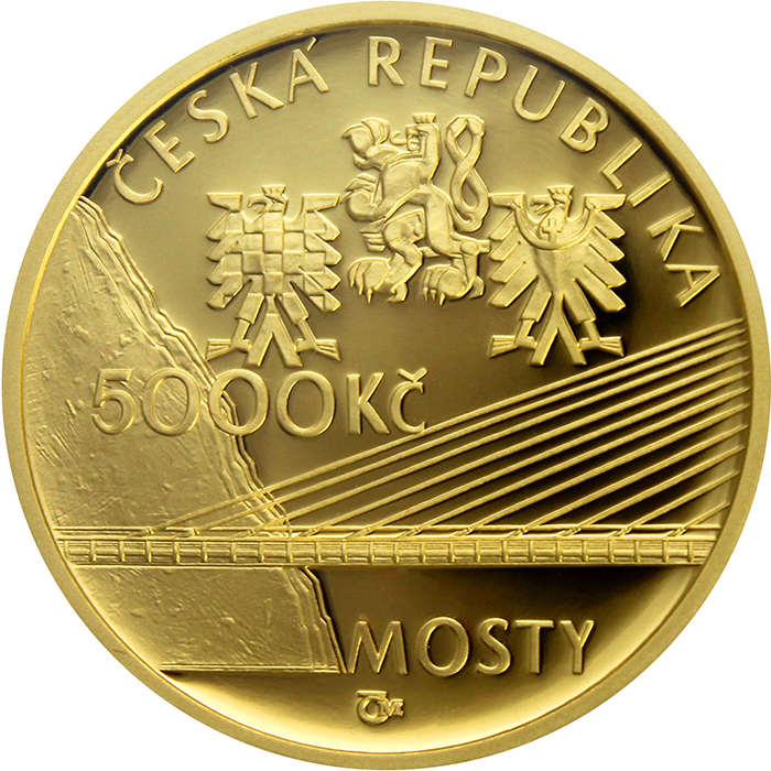 Zlatá mince 5000 Kč Mariánský most v Ústí nad Labem 2015 Proof