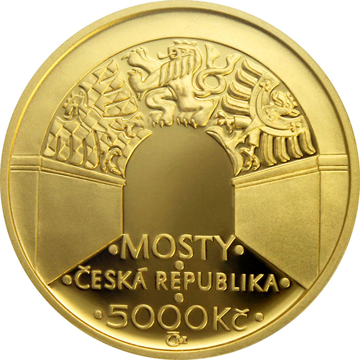 Zlatá mince 5000 Kč Negrelliho Viadukt v Praze 2012 Proof 