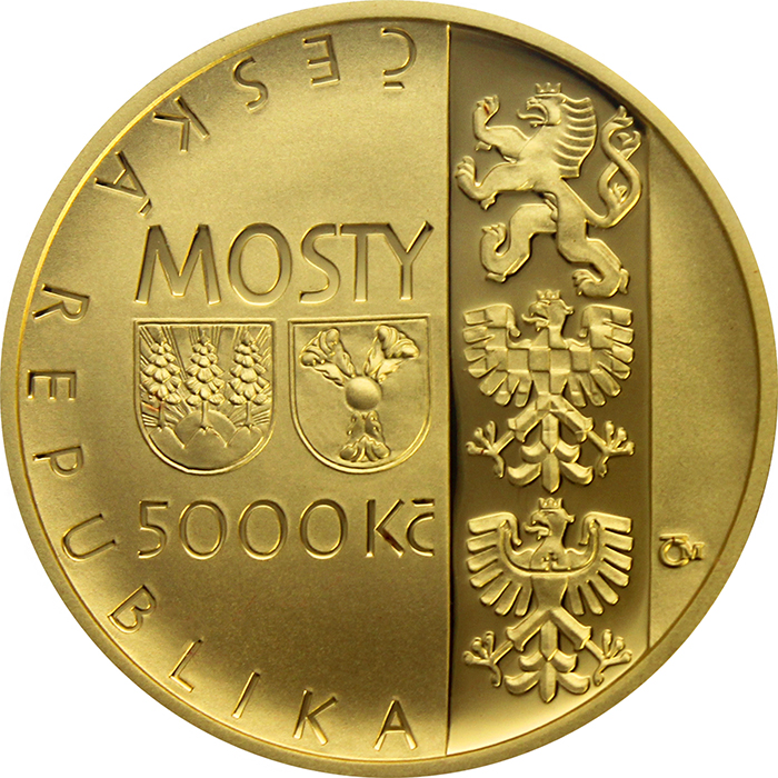Zlatá minca 5000 Kč Jizerský Viadukt na trati Tanvald - Harrachov 2014 Proof