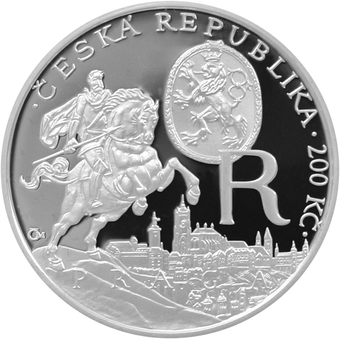 Zadní strana Strieborná minca 200 Kč Rudolf II. 400. výročie úmrtia 2012 Proof 