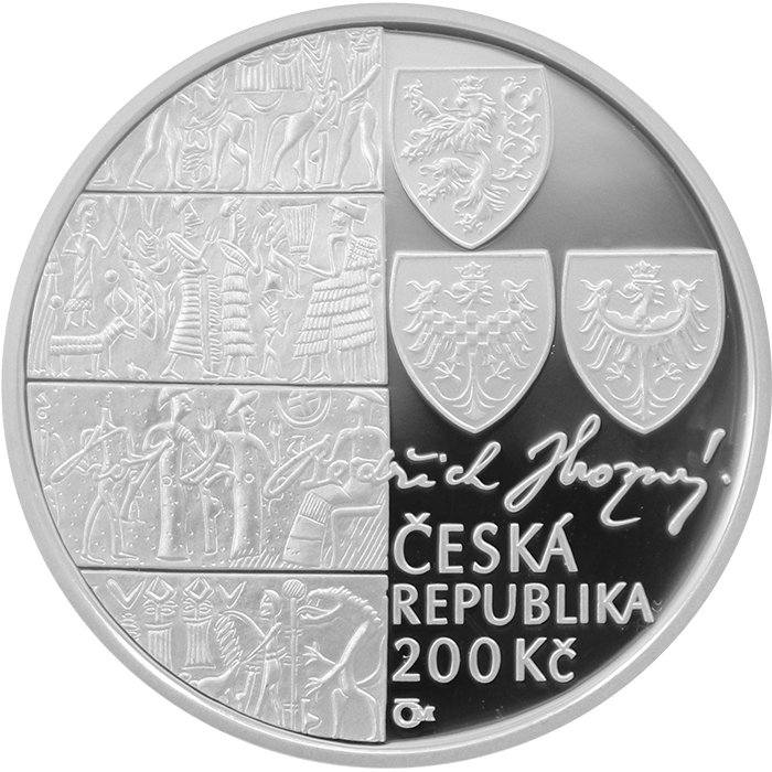 Stříbrná mince 200 Kč Bedřich Hrozný rozluštil chetitštinu 100. výročí 2015 Proof