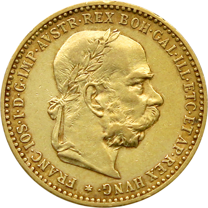 Zlatá minca Desaťkorunáčka Františka Jozefa I. Rakúska razba 1905