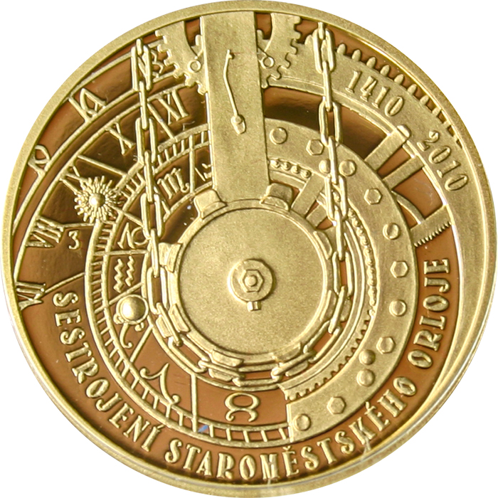 Zlatá půluncová medaile Sestrojení Staroměstského orloje 2010 Proof 