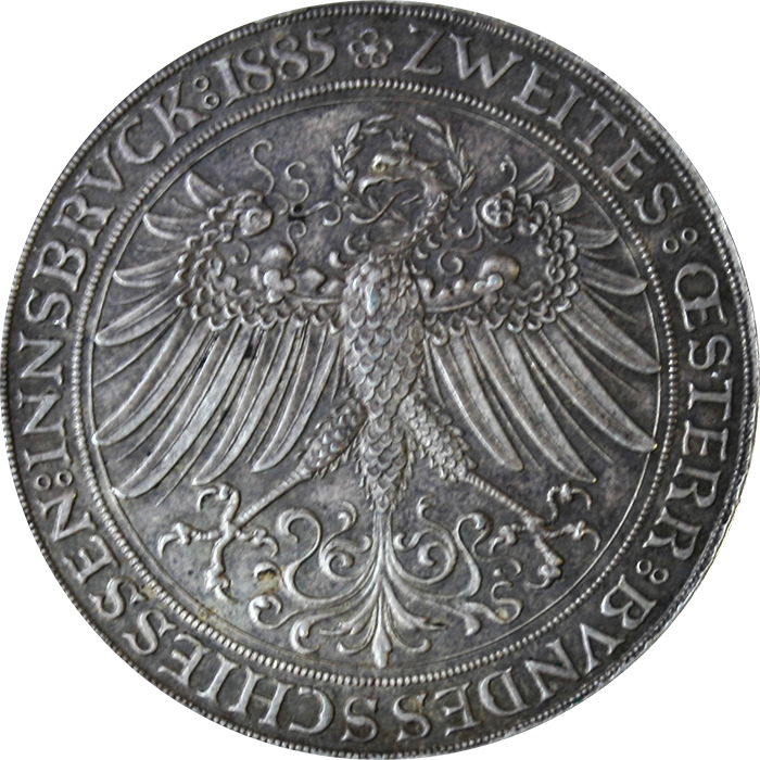 Stříbrná mince Dvouzlatník střelecký Maximilian Innsbruck 1885