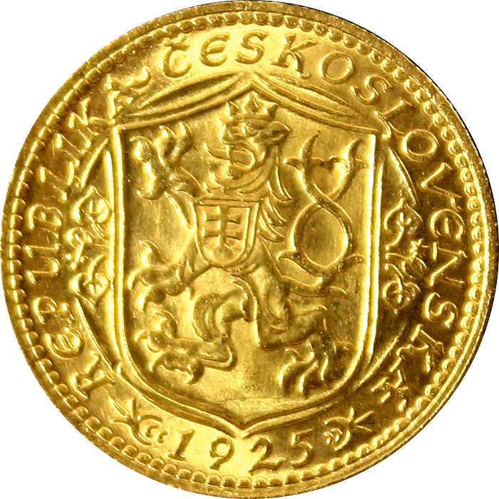 Zlatá mince Svatý Václav Jednodukát Československý 1925 