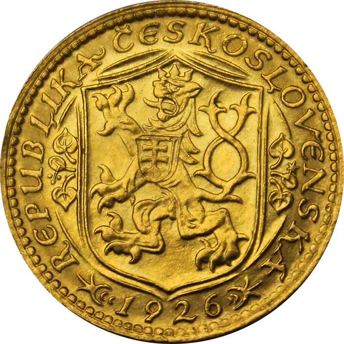 Zlatá mince Svatý Václav Jednodukát Československý 1926 