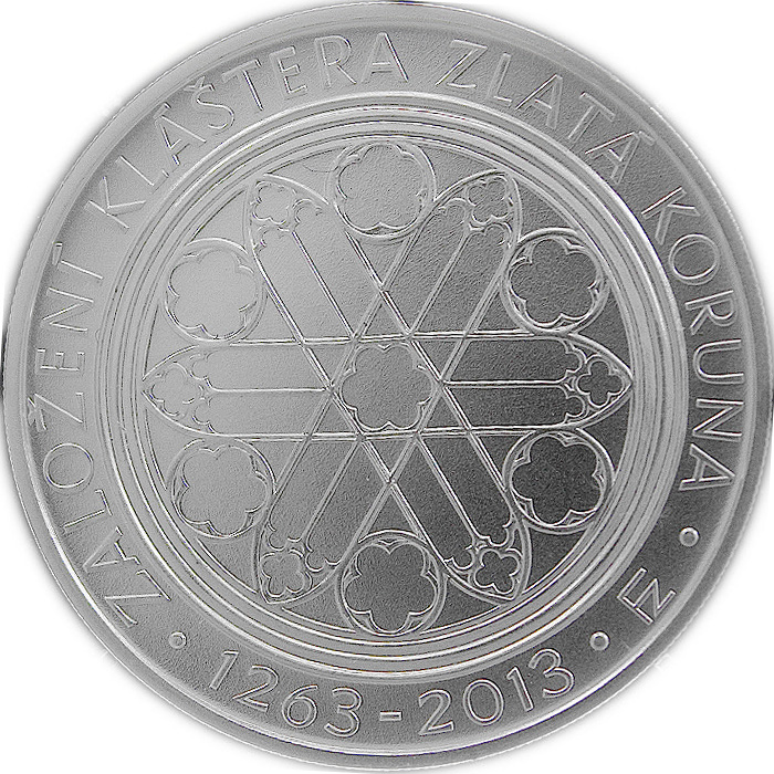 Zadní strana Strieborná minca   200 Kč Založenie kláštora Zlatá koruna 750. výročie 2013 Štandard