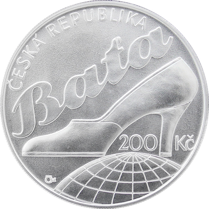 Stříbrná mince 200 Kč Tomáš Baťa ml. 100. výročí narození 2014 Standard