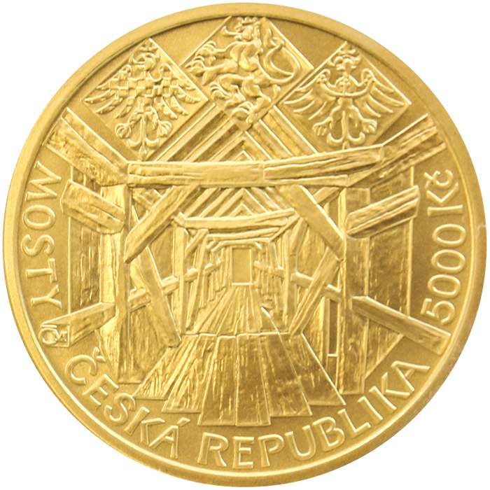 Zlatá mince 5000 Kč Dřevěný most v Lenoře 2013 Standard