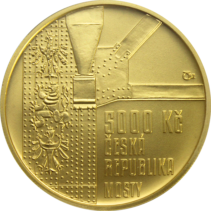 Zlatá minca 5000 Kč Žďákovský oblúkový most 2015 Štandard