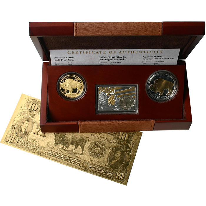 Zadní strana American Buffalo Premium Set 5. výročie americkej investičnej minca BUFFALO 2010