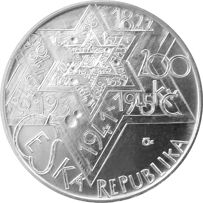 Zadní strana Stříbrná mince 200 Kč Rabí Jehuda Löw ben Becalel 400. výročí úmrtí 2009 Standard