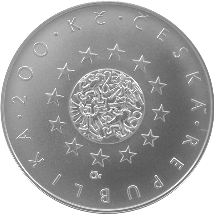 Zadní strana Stříbrná mince 200 Kč České předsednictví Evropské unie 2009 Standard