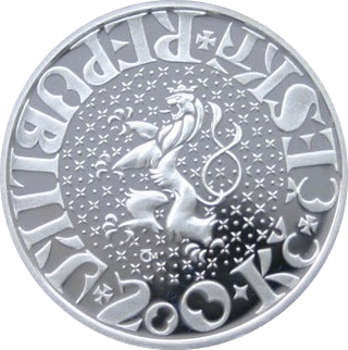 Stříbrná mince 200 Kč Jan Lucemburský a Eliška Nástup na trůn 700. výročí 2010 Standard