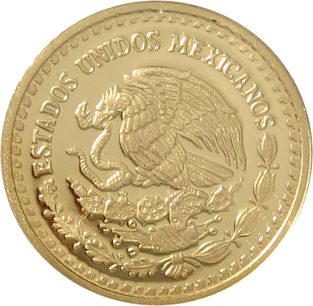 Zadní strana Zlatá investiční mince Mexico Libertad 1/10 Oz 