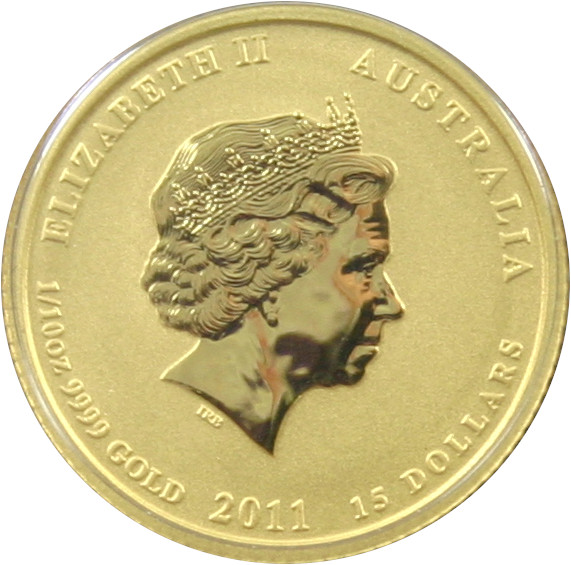 Zlatá investiční mince Year of the Rabbit Rok Králíka Lunární 1/10 Oz 2011 