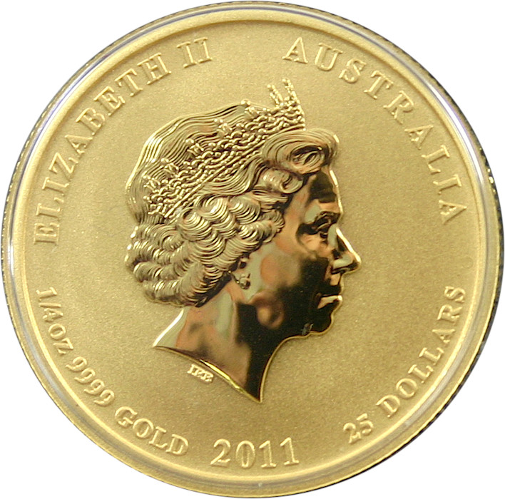 Zlatá investiční mince Year of the Rabbit Rok Králíka Lunární 1/4 Oz 2011 