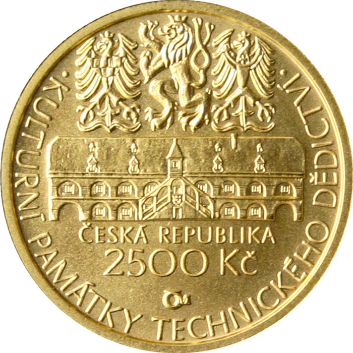 Zlatá mince 2500 Kč Vodní mlýn ve Slupi 2007 Standard 