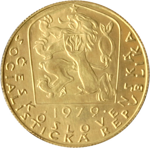 Zlatá mince Karel IV. Jednodukát Československý 600. výročí úmrtí 1979 