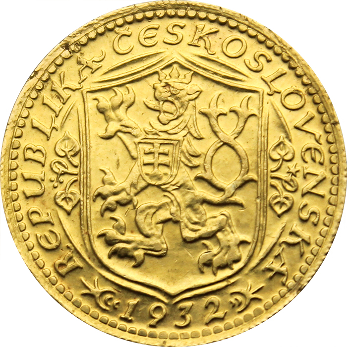 Zlatá mince Svatý Václav Jednodukát Československý 1932 
