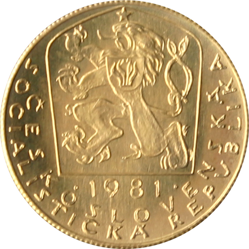 Zlatá mince Karel IV. Jednodukát Československý 600. výročí úmrtí 1981 