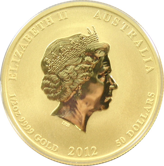 Zlatá investiční mince Year of the Dragon Rok Draka Lunární 1/2 Oz 2012 