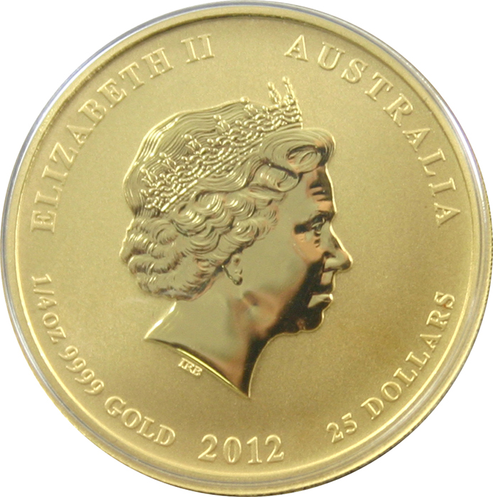 Zlatá investiční mince Year of the Dragon Rok Draka Lunární 1/4 Oz 2012 