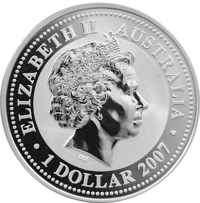 Stříbrná investiční mince 2007 Year of the Ox Rok Buvola Lunární 1 Oz 2009