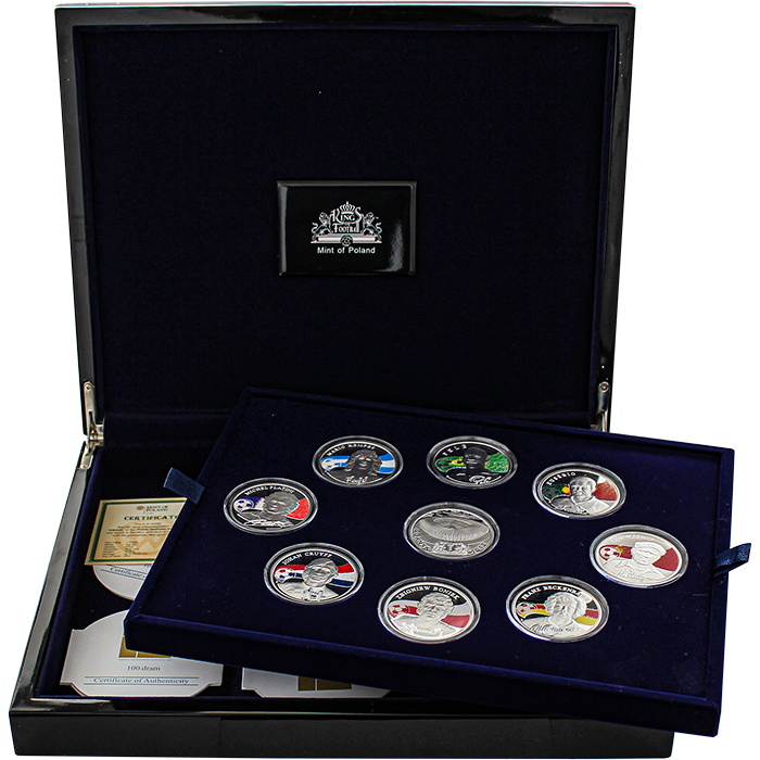 Limitovaná kolekce stříbrných mincí Králové Fotbalu 2008 - 2011 Proof Euro 2012 