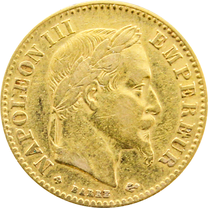 Zlatá mince  10 Frank Napoleon III. 1862 BB