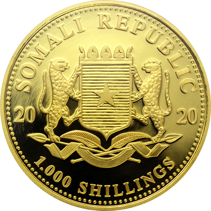 Zlatá investiční mince Slon africký Somálsko 1 Oz 2020