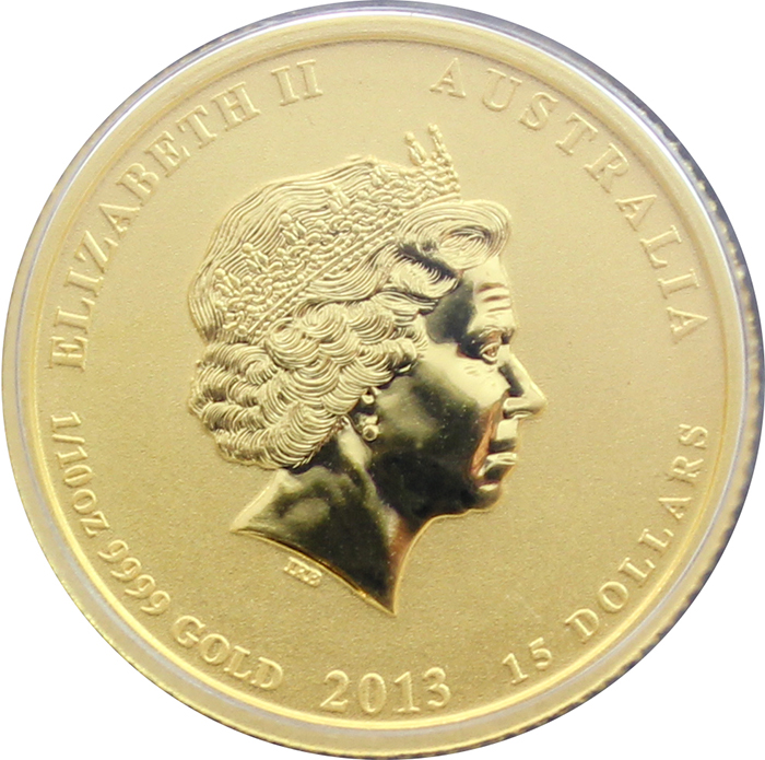 Zlatá investiční mince Year of the Snake Rok Hada Lunární 1/10 Oz 2013