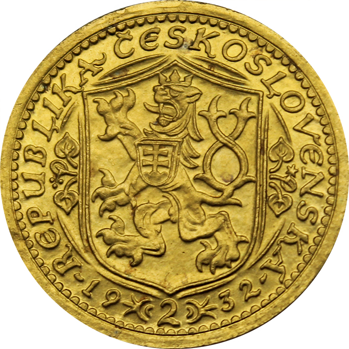 Zlatá mince Svatý Václav Dvoudukát Československý 1932