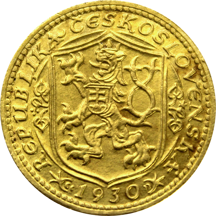 Zlatá mince Svatý Václav Jednodukát Československý 1930