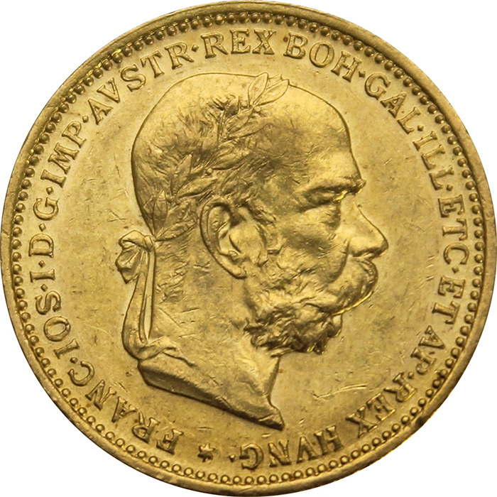 Zlatá mince Dvacetikoruna Františka Josefa I. Rakouská ražba 1895