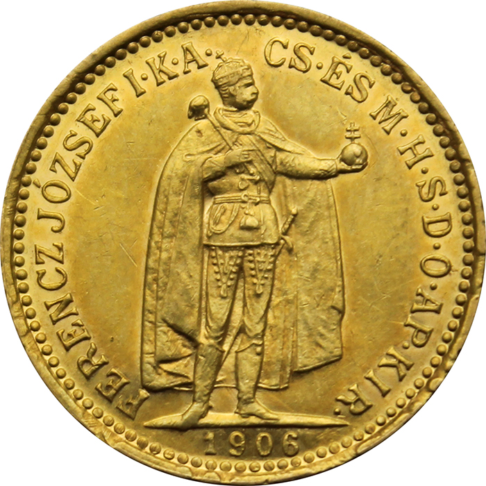 Zlatá minca Desaťkorunáčka Františka Jozefa I. Uhorská razba 1906