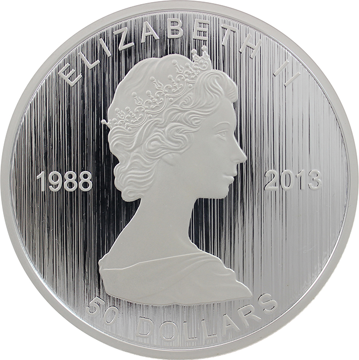 Strieborná pozlátená minca 5 Oz Maple Leaf 25. výročie 2013 Proof (.9999)