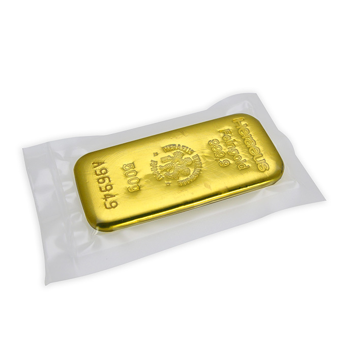 500g Heraeus Nemecko Investičná zlatá tehlička