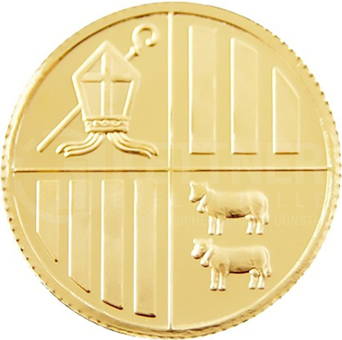 Zadní strana Zlatá investiční mince Andorra Eagle 1/4 Oz