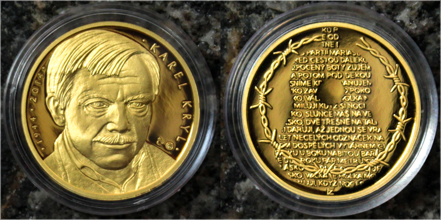 Zlatá půluncová medaile Karel Kryl 2014 Proof