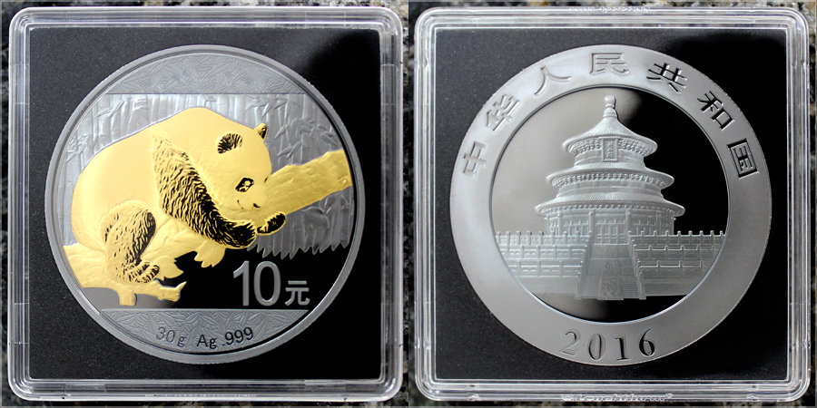 Stříbrná Ruthenium mince pozlacená Panda Golden Enigma 1 Oz Standard