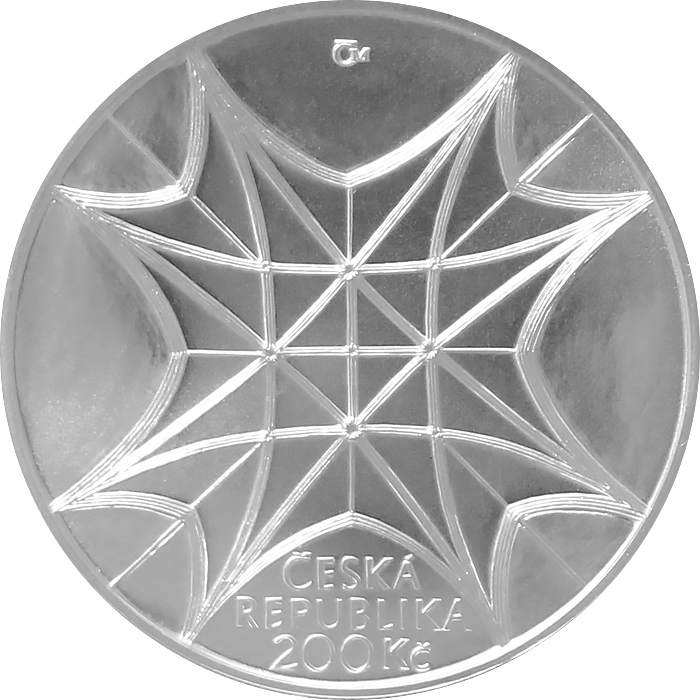 Zadní strana Stříbrná mince 200 Kč Vysvěcení kaple sv. Václava 650. výročí 2017 Standard