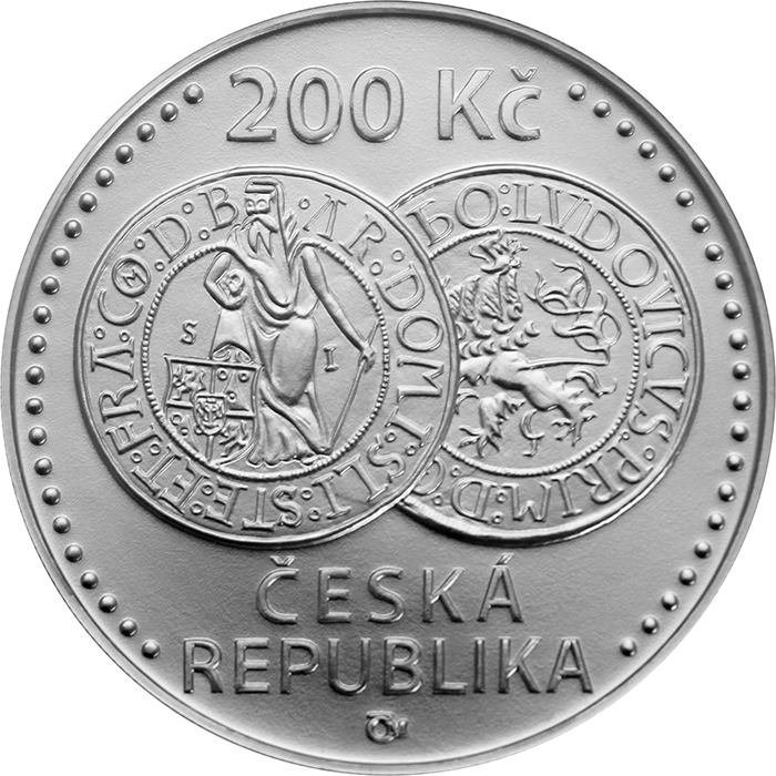 Zadní strana Stříbrná mince 200 Kč Zahájení ražby jáchymovských tolarů 500. výročí 2020 Standard