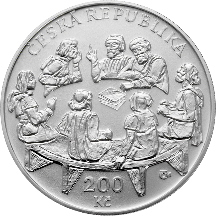Zadní strana Strieborná minca 200 Kč Vydánie Štyroch pražských artikulov 600. výročie 2020 Štandard
